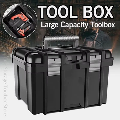 Large Tool Box Increase in Height Suitcases Hardware Parts Box Portable - Immagine 1 di 4