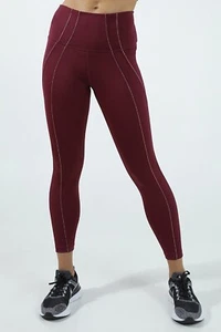 New Women's Nike Yoga 7/8 Length Lurex Pants Medium Burgundy Metallic MSRP $65 - Picture 1 of 11