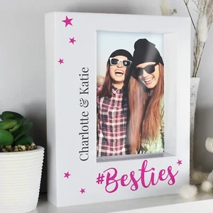 Personalised Besties 5x7 White Box Photo Frame. Best Friends Gift. - Picture 1 of 4
