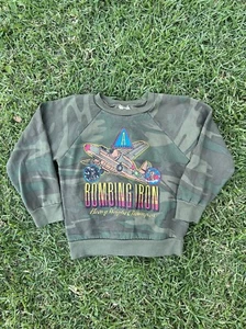Vintage Airborne Plane Bombing Iron Camo Youth Crewneck Sweater Size Small 8-10 - Picture 1 of 9