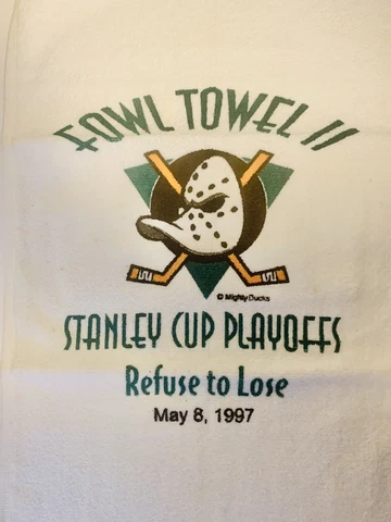 1997 Mighty Ducks Anaheim Stanley Cup Playoff Fowl Towel II NHL Hockey Vintage Cover