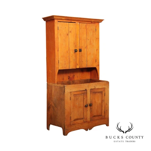 Antique Farmhouse Pine Dry Sink Hutch Cabinet Cover
