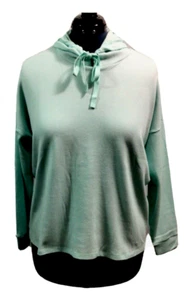 Sudadera con Capucha Eileen Fisher Acogedora Tejido Waffle Top Cuadrado Pálido Aqua Hombro Caído Talla Grande - Imagen 1 de 9