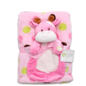 Baby Gear 2 PC Squeaky Cow Baby Girl Lovey Security Blanket & Pink Blanket Set - Picture 1 of 7