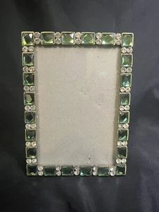 Green & Clear Jewled Picture Frame 3.5 X 5” - Picture 1 of 9