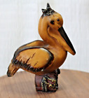 Vintage Pelican On A Log Figurine Made Of Resin