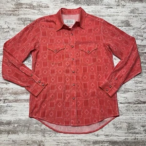 Ryan Michael Shirt Mens Medium Red Abstract Silk Blend Western Cowboy Rodeo - Picture 1 of 9