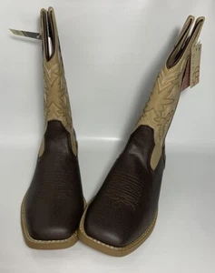 Roper Herren Größe 10 M Braun & Hellbraun Kunstleder Western Cowboy Zum Überziehen Stiefel Neu - Bild 1 von 19