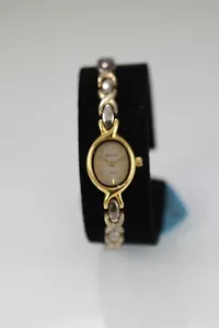 Majestron Watch Women Silver Gold Stainless Steel Battery Water Res Beige Quartz - Picture 1 of 6
