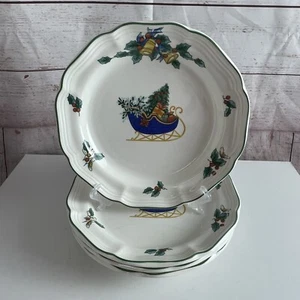 Mikasa Festive Sleigh Dessert Salad Plates French Countryside 8 1/8" Set of 4 - Picture 1 of 9