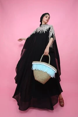 caftan+headband+inner,Long Beach dress, Beach party dress, black maternity dress - Image 1 of 4