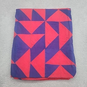 Quilt Red Blue Size 64X88 Comforter Couch Cover Bed Topper Triangle Half Square - Picture 1 of 7