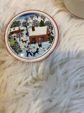 Villeroy & Boch Porcelain Naif Christmas Trinket Box Laplau village log cabins