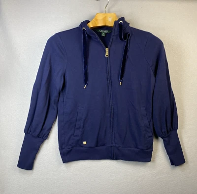 Толстовка с капюшоном женская на молнии Lauren Ralph Lauren размер XS зеленая этикетка золотистая молния б/у в отличном состоянии - Изображение 1 из 4