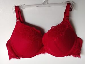 AMBRIELLE 38B PADDED PUSH UP OVER LACE RED UW BRA GENTLY USED