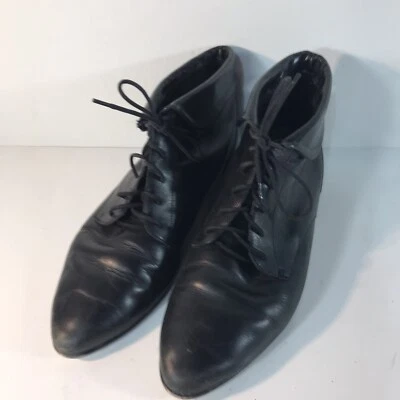 Botines planos con cordones de cuero negro Maripe para mujer talla 9M Brasil Foto 1 de 4