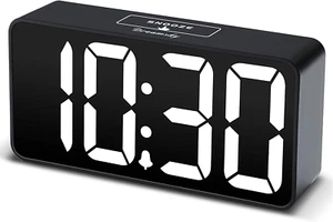Compact Digital Alarm Clock with USB Charging Port, 0-100% Brightness Dimmer, La - Picture 1 of 12