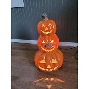 Halloween 18.5" Molde Soplado 3 Jack o Linternas Tótem Apilado Calabazas Iluminado-Funciona - Imagen 1 de 16