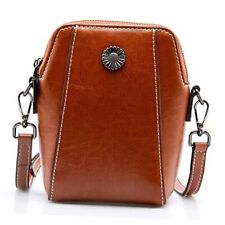 Designer Leather Small Crossbody Bags Purses for Women Cell Phone Bag Brown
