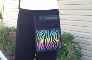 Rainbow Zebra Black Side Money Pouch I Pad Mini Apron Waitress Server Restaurant - Picture 1 of 3