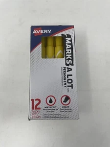 AVERY Marks-A-Lot Permanent Markers, Large, Yellow Chisel Tip, 12 Count - Picture 1 of 4