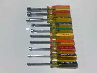 Juego de destornilladores de tuercas de mango duro SAE Matco Tools EE. UU. 10 piezas 3/16" a 9/16”, ND6-ND18 Foto 1 de 4