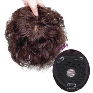 100% Human Hair Topper Toupee Clip Hairpiece Bangs Mono Lace Top Wig For Women - Picture 1 of 5