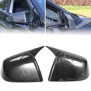 Carbon Fiber ABS Black Side Door Mirror Cover Trim For 2020-2021 Tesla Model Y - Picture 1 of 4