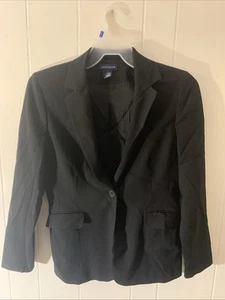 Chaqueta Blazer Mujer ANN TAYLOR Forrada 100% Lana Negra Un Botón Talla 4 - Imagen 1 de 4