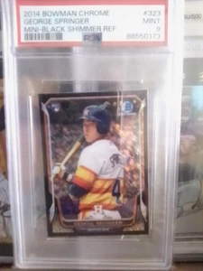 2014 Bowman Chrome George Springer Mini Black Shimmer PSA 9 Mint #323 RC Rookie - Picture 1 of 5