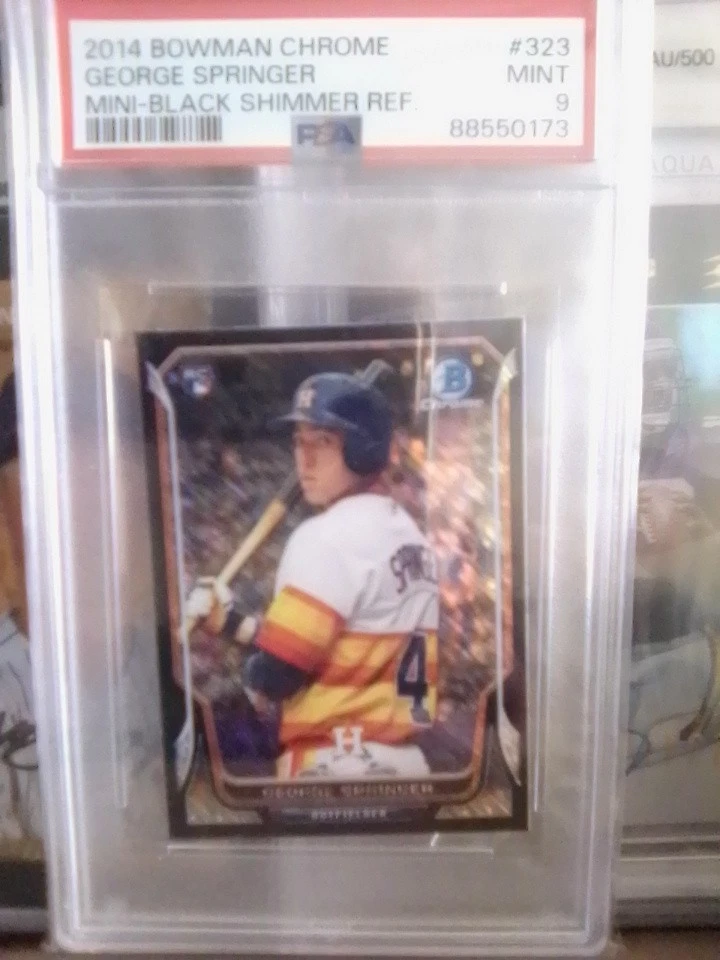2014 Bowman Chrome George Springer Mini Black Shimmer PSA 9 Mint #323 RC Rookie - Image 1 of 4