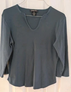 Blusa Harold's para mujer azul cuello en U con ribete.  100% algodón - Imagen 1 de 5