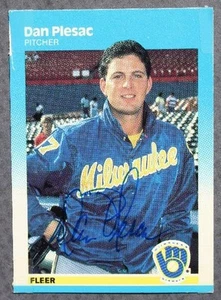 Milwaukee Brewers Star Dan Plesac Autographed signed 1987 Fleer Baseball card - - Picture 1 of 1