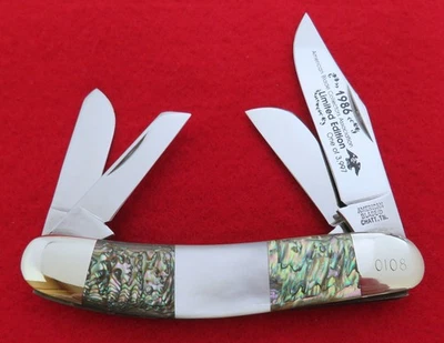 American Blade 查塔努加,TN 刀 1986 AAA+ 珍珠和鲍鱼日本完好无底价 — 第 1/4 张图片