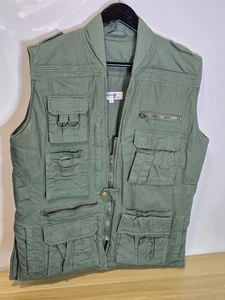 Mens Fishing / Hunting Vest, Multi Pocket Waistcoat, Size M - 44”  Olive Green - Picture 1 of 15