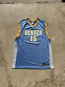 Vtg Y2K Reebok NBA Denver Nuggets Carmelo Anthony #15 Baby Blue Jersey Adult L - Picture 1 of 7