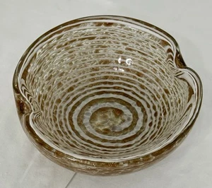 Vintage Barovier Toso Murano Art Glass Ashtray Candy Dish White Brown Good Swirl - Picture 1 of 13