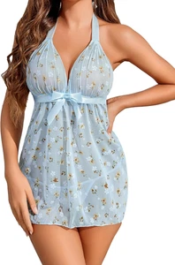 Lingerie for Women Lace Babydoll Chemise Negligees Sexy Exotic Nightgowns Halter - Picture 1 of 38