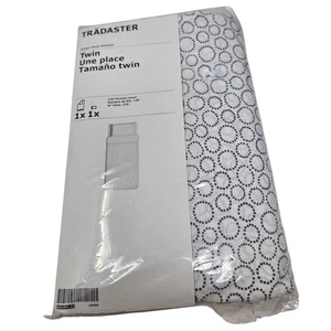 NEW Ikea Tradaster Twin Cotton Duvet Cover Pillow Cover Circle Dot White College - Picture 1 of 4