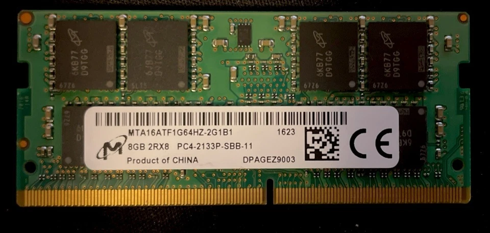 Memoria para computadora portátil Micron DDR4 8 GB 2RX8 PC4-2133P RAM SO-DIMM MTA16ATF1G64HZ-2G1B1 Foto 1 de 1