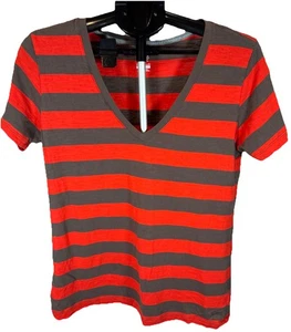 Nike The Athletic Dept Red & Gray Striped V Neck T Shirt Sz XL Athleisure Wear - Picture 1 of 5