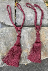 2  Large Tassel Tie Backs ( 1 Pair ) Ruby Wine Burgundy Red - Picture 1 of 9