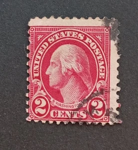 USA 1923 U.S. POSTAGE. G. WASHINGTON, TWO CENT STAMP,Carmin. S#595 Perf 11 VAR. - Picture 1 of 3
