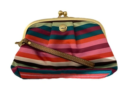 NEW COACH y2k LEGACY KISSLOCK MULTICOLOR SATIN EVENING CLUTCH PURSE BAG RARE! - Image 1 of 3