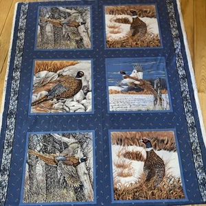 NATURE'S CORNER FABRI-QUILT FABRIC  Panel PHEASANTS 3 Yds30” 12 Block - Picture 1 of 4