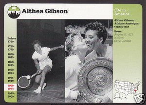 ALTHEA GIBSON Tennis Star Wimbledon 1998 GROLIER STORY OF AMERICA CARD #93-20