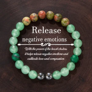 Epidote Malachite Crystal Bracelet Chakra Healing Energy Wellness Beads Unisex - Picture 1 of 5