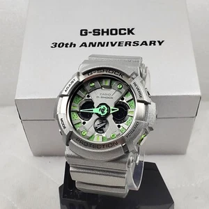 RARO OROLOGIO CASIO G-SHOCK 30° ANNIVERSARIO GA-200SH ARGENTO VERDE BATTERIA NUOVA  - Foto 1 di 10