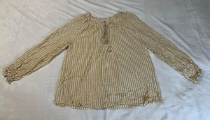 MAX STUDIO Women’s Blouse Top Shirt Gold & White Stripe Size Medium - Picture 1 of 7