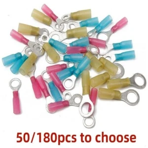 Waterproof Heat Shrink Wire Connectors Crimp Ring Terminals 22-10AWG 50/180x - Picture 1 of 16